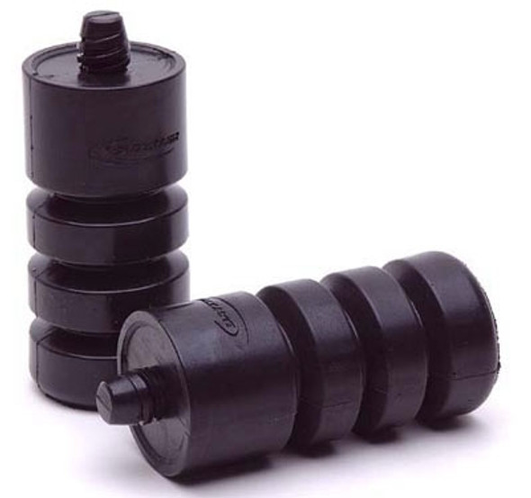 The Daystar bump stops are a nifty solution for an annoying problem. Owners of the 2007 and Newer Jeep Wrangler JK who add larger tires and wheels to their vehicles will find that mounting an oversize spare tire on the stock tire carrier presents a problem. Different wheel offsets space the tire away from the factory rubber stops mounted on the tailgate, which causes annoying rattles and additional stress on the tire carrier. Daystar's replacement Tailgate Bump Stops kill the rattles permanently. Constructed of Daystar's unique EVS foam, the Tailgate Bump Stops are a direct replacement for the factory pieces. The Daystar stops thread into the factory locations on the tailgate and are designed to accommodate all tire and wheel packages; simply trim them to fit snugly against the new spare tire. Daystar's Tailgate Bump Stops require no tools and install in moments. Available in black, the bump stops are sold in pairs (enough for one vehicle). They are an inexpensive solution to a highly annoying problem!